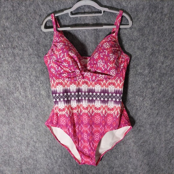 Lands' End Other - Lands End Swimsuit Women 14 Pink Purple Twist Front One Piece Built In Bra Lined